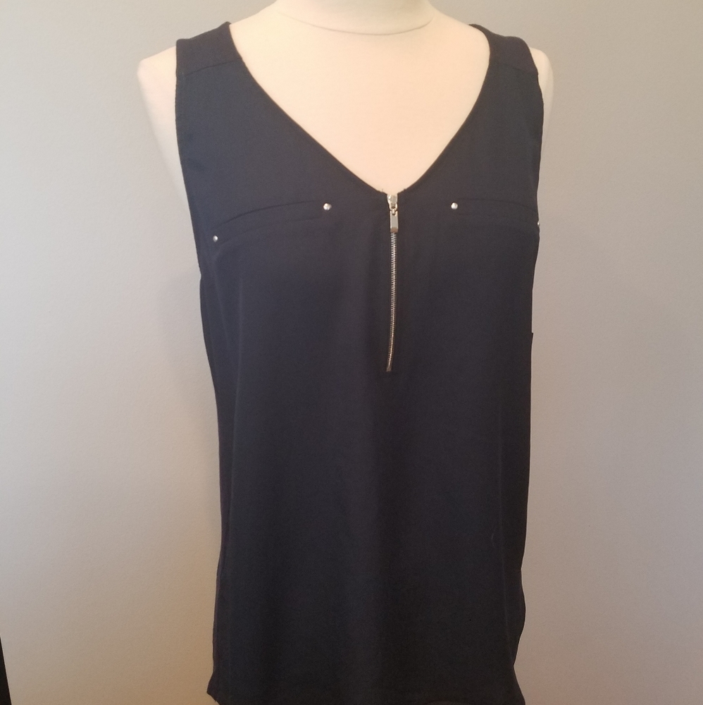 Stitch Fix Fortune+Ivy Navy Blue Leighton Zip Detail Tank Top - Picture 2 of 10